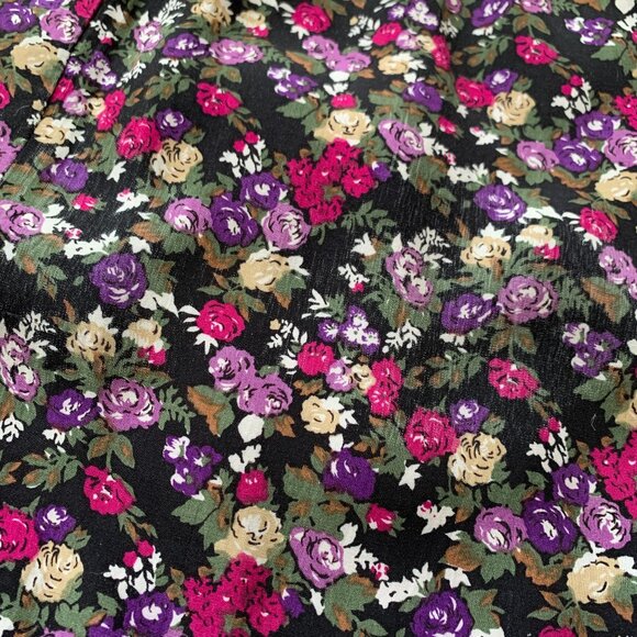 Vintage Floral Midi Dress - Black and Pink - Picture 14 of 15